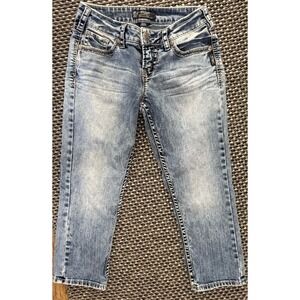 Silver‎ Womens Aiko Capri Jeans Light WashDenim Pants stretch Sz 27